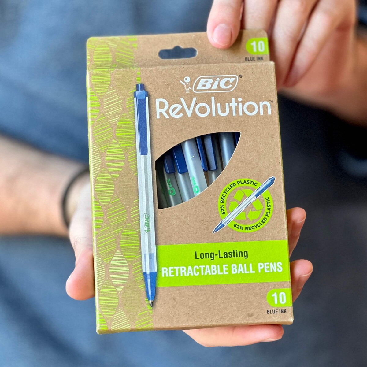 BIC ECOlutions Clic Stic Retractable Ball Pens Medium Blue 10 Count